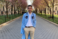 student standing in walkway